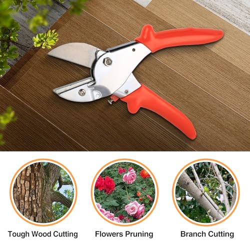 LeafLux 8" Professional Heavy Duty Anvil Pruning Shears with SK-5 Blades, Garden Shears for Dry Stems and Small Branches, Gardening Scissors, Clippers for Wood, Plastic, Rubber, Leather | LFXP1108 - color: 1108
