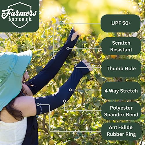 FARMER'S DEFENSE Gardening Arm Sleeves|UV Cooling Protective Sleeve Women & Men|Anti-Scratch Cover Sun UPF Outdoor Protection - Monarch - L/XL - color: Monarch, size: Large/Extra Large