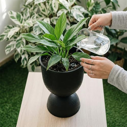KOL 15 Inch Tall Planters, Black Plastic Urn Planters, 2 Pack - color: Black, size: Bundle: 15"+15"