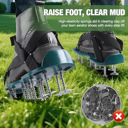 POKSAUAE Adjustable Spiked Lawn Aerator Shoes - Deep Soil Aeration Tool with Breathable Design, Fits 5-12 to Protect Lawn & Boost Soil Health