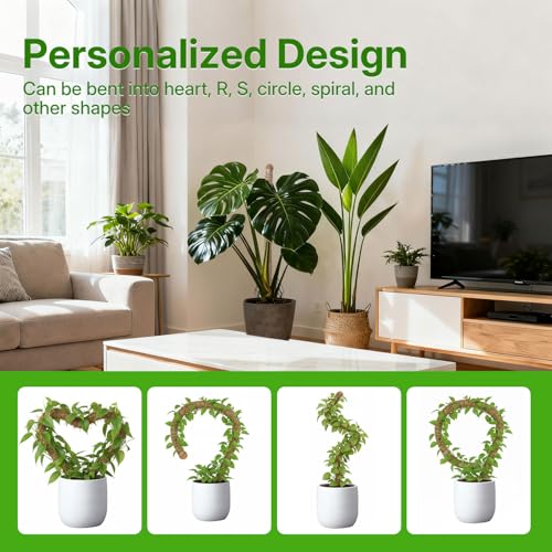 Mcbazel 2 Pack 31.5 Inch Bendable Moss Pole for Plants Monstera - Coco Coir Plant Support Stakes for Climbing Indoor Pothos, Potted Climbers & Philodendron - Flexible Stick Kit with Full Garden Ties - size: 2x80CM/31.5inch
