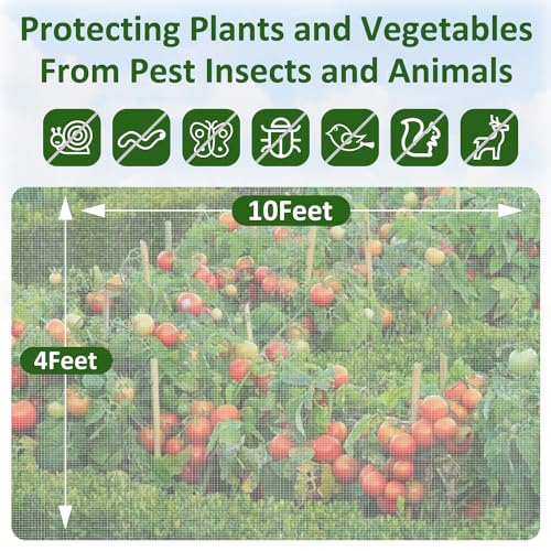 Ultra Fine Garden Netting, 4'x10' Plant Netting Pest Barrier for Garden Protection Row Cover Raised Bed Screen Mesh Greenhouse Mosquito Net, Protecting Tree Plants Vegetable Flowers Fruits - color: White 4x10ft