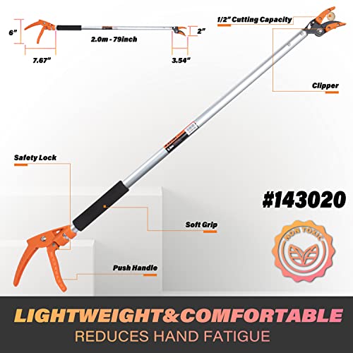 KSEIBI 143020 Long Reach Cut and Hold Bypass Pruner Max Cutting 1/2 inch (7.0 ft - 2.0m) - size: 7.0 ft