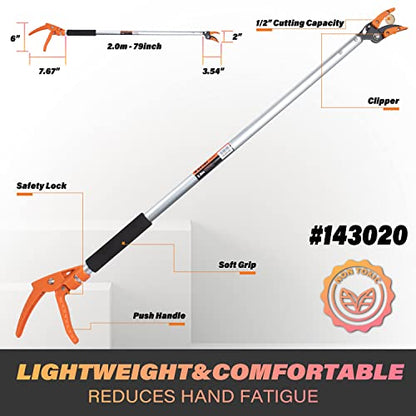 KSEIBI 143020 Long Reach Cut and Hold Bypass Pruner Max Cutting 1/2 inch (7.0 ft - 2.0m) - size: 7.0 ft