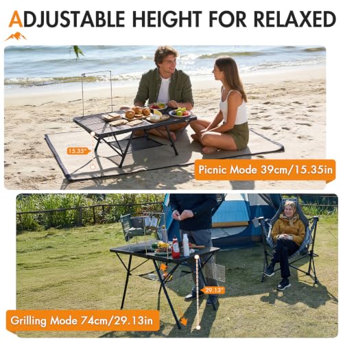 Portal 4 ft Folding Camping Grill Table Heavy Duty Portable Outdoor for BBQ