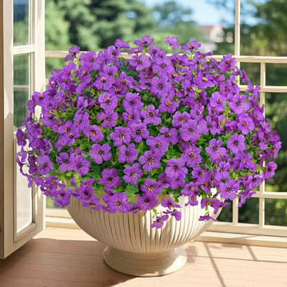 20 Bundles Artificial Flowers for Outdoors Fake Plants, Purple - color: Purple