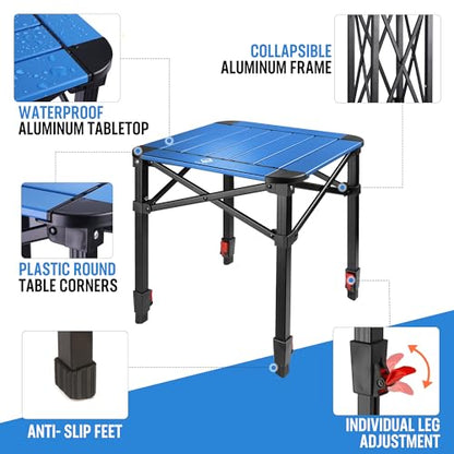 VILLEY Folding Camping Square Table, Portable Aluminum Table, Small - color: Blue, size: Small