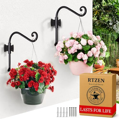 RTZEN Plant Hangers Outdoor or Indoor Heavy Duty Wall Bracket Hooks - size: 7.5 Inch, style: Axe Hooks