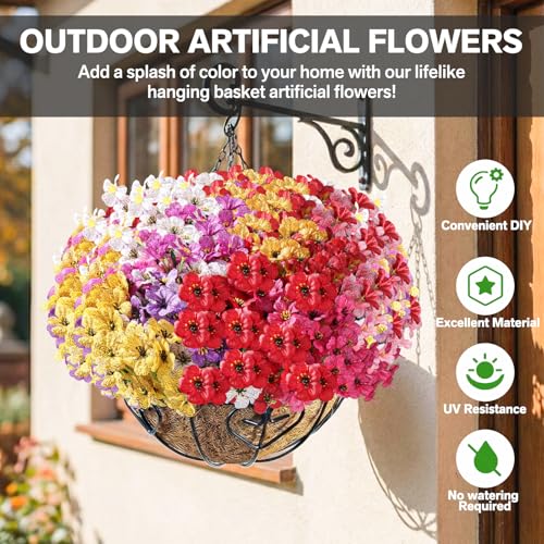 Powbrace 60 Pack Artificial Flowers for Outdoor Indoor Fake Plants(Mixed) - color: Multi-colour, size: 60 Bundles