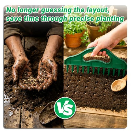 Handheld Seed Planter & Spacing Tool, Precision Dibber for Garden Beds, Raised Beds, Seed Trays & Rows, Ergonomic Sowing Tool for Vegetables, Flowers & Herbs, 2 Pcs