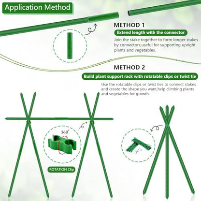 Sturdy Garden Stakes 18 Inch SupKing DIY 3/4/5/6/7ft Tomato Support Stake Green Plastic Coated Metal Tall Plant Stick Poles Plants Trellis for Indoor Outdoor Climbing Cucumber Chili Eggplant-20 Packs