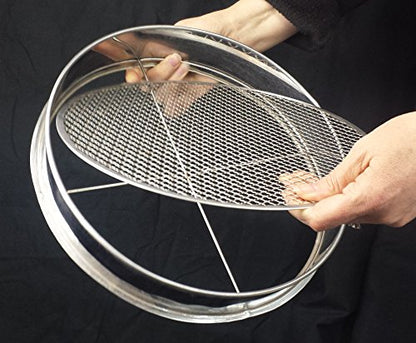 Garden Potting Mix Sieve - Stainless Steel Riddle - Soil sifting pan - with 4 Interchangeable Filter mesh Sizes - 3,6,9,12 mm and Bonus Spade