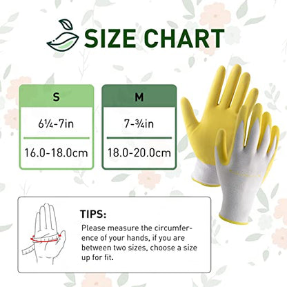 HANDLANDY 2/3/6 Pairs Womens Gardening Gloves, Garden Gloves for Women - color: Yellow & Violet (2 Pairs), size: Small