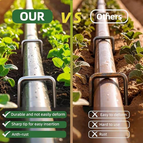 6 Inch Galvanized Landscape Staple, 11 Gauge Heavy Duty Garden Stakes for Barrier Fabric, Plant Stakes Ground Anchors 25 Pack