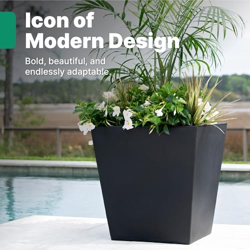 Step2 Tremont 20x24 Planter 2-Pack, Large Resin Planters for Outdoor Plants, Self-Watering, Black - color: Onyx Black, size: 2-Pack, style: 20x24