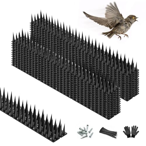 Bird Spikes, 24 Pack, 33.5 FT Total Coverage, Outdoor Bird Deterrent - color: Black, size: 24 pack