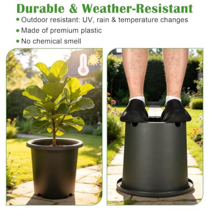 4 Pack 16 inch Thickened & Deep Planters for Outdoor Plants, 15"Tall Pots - color: Dark Gray