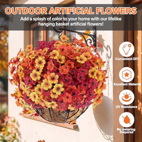 Powbrace 22 Pack Artificial Fall Flowers Mums for Outdoor Indoor(Fall Mix) - color: Autumn Mixed, size: 22 Bundles
