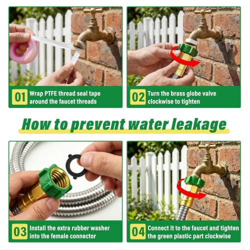 2FT Female to Female Short Garden Hose Adapter, Connecting Hose Reel - size: 2FT