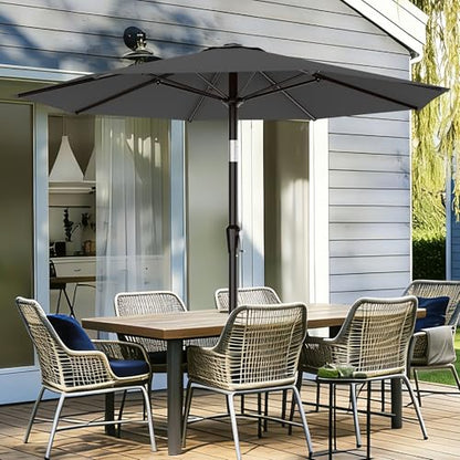 AreShark 9FT Outdoor Patio Umbrella with Tilt and Crank, Gray - color: Gray, size: 9ft