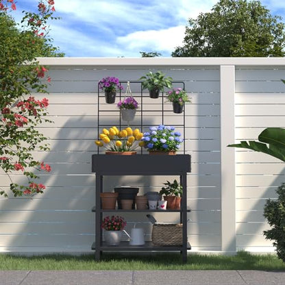 Metal Raised Garden Bed with Trellis & Legs