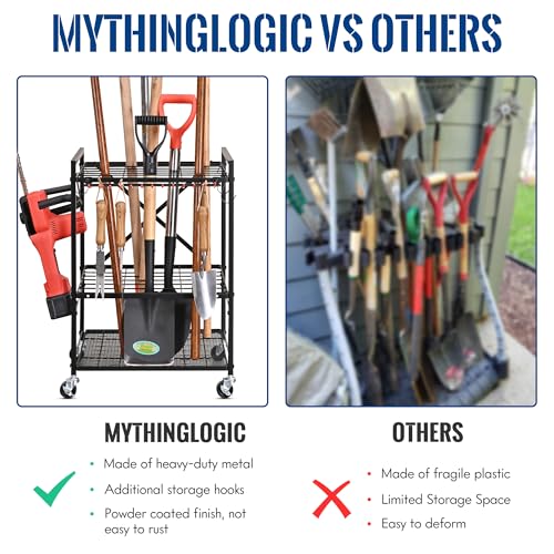 Mythinglogic Rolling Garden Tool Organizer for Garage and Yard Tools - size: Small Tower