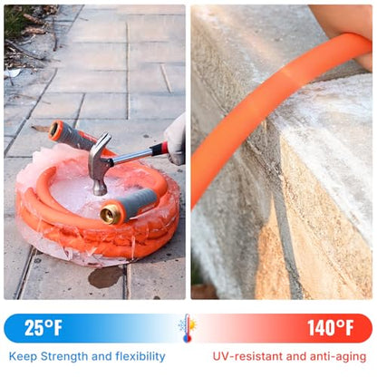 YAMATIC Flexible Garden Hose 5/8" x 5ft, 360° Swivel Handle, Burst 600 PSI - color: Orange, size: 5' (feet) Male to Female with Swivel
