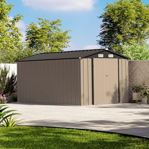 Patiowell 8x12 FT Outdoor Storage Shed, Brown - color: Brown, size: 8x12 FT