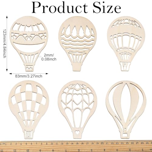 Ipotkitt 30pcs Hot Air Balloon Wood Cutouts 6 Styles Unfinished Wooden Hanging Ornaments for Home Garden Party Decor Wall Art DIY Crafts - color: Balloon Wood Cutouts_30pcs