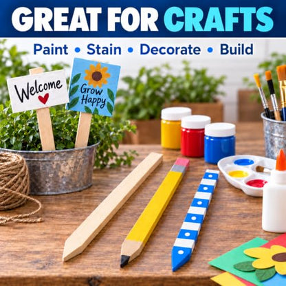 25 Pack Wooden Garden Stakes, 12" Long x 3/4" Wide, Made in USA Pine Plant Markers, Chisel Point Yard Stakes for Gardening, Row Labels, Signs & Crafts - size: 12" Long (25 Pack)
