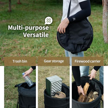 ONETIGRIS Collapsible Trash Can, 12 Gallon Camping Trash Bin with Lid