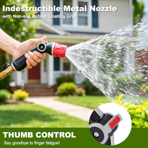 FANHAO Upgraded Metal Garden Hose Nozzle Heavy Duty, 30% Higher Water Flow - color: Red, size: Adjustable Tip