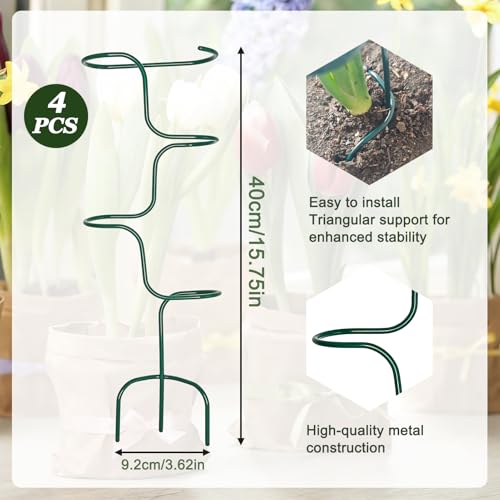 Indoor Plant Trellis Support, 4PCS Durable Metal in & Outdoor Trellis for Climbing Plants 15.7 Inch Metal Garden Stakes Plant Stem Holder Support for Potted Plants, Monstera, Flowers & Herbs (4PCS)