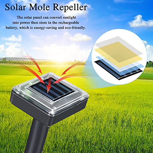 12 Pcs Mole Repellent Solar Powered Ultrasonic Gopher, Large - size: Large