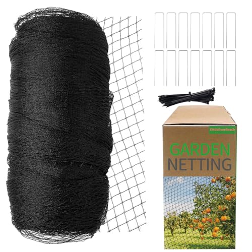 Garden Netting, 15ft x 30ft Black Bird Netting Heavy Duty,Rabbit,Large Bees,Squirrels, Deer,Chicken, Anti Birds, Cardinals，Animal Fencing for Fruit Tree & Vegetable Garden - size: 15ft x 30ft