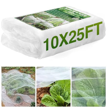 10 X 25FT Garden Mesh Netting Barrier,Fruit Tree Plant Netting for Vegetable Blueberry Bushes Plant Row Cover Screen Protection - size: 10X25FT