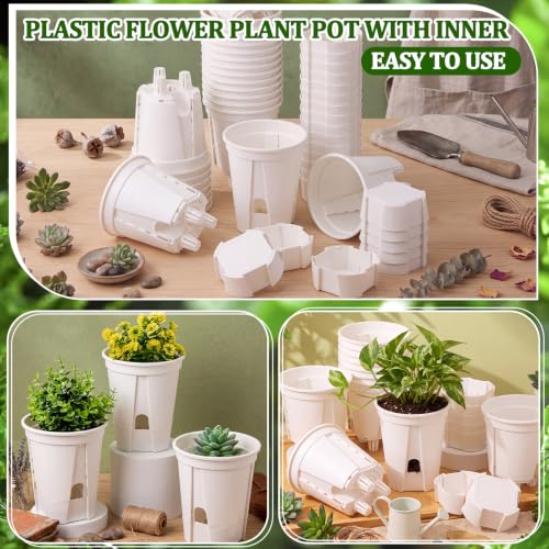 24 Pcs 4.72" Self Watering Pots for Indoor, White - color: White