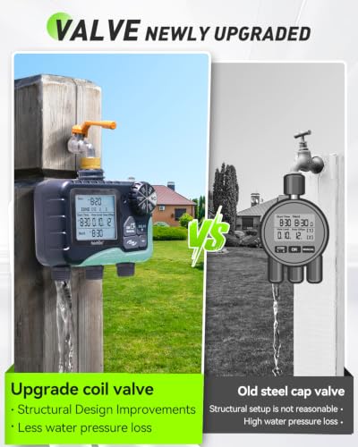 RAINPOINT 3 Zone Water Sprinkler Timer with Brass Inlet, IP65 Waterproof Hose Irrigation Timer, Rain Delay Manual Auto Watering System with Large LCD Display for Yard Lawn Garden, 2027 New Version - color: Light Grey