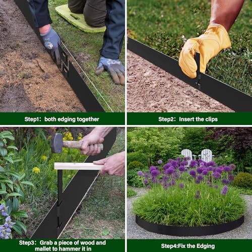 Metal Garden Edging 12 Inch Tall,Steel Landscape Edging 6 Packs - size: 12 inch