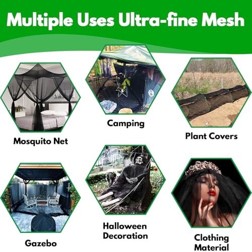 2 Pack Mosquito Netting,10 × 20 Ft Mosquito Mesh Screen for Patio,Black - color: Black, size: 10 x 20 Ft - 2 Pack