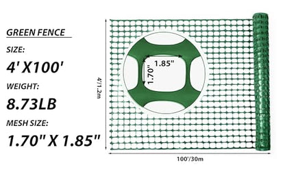 PotatoLife 4'x100' Plastic Mesh Fence for Garden with 100 Zip Ties, Green - color: Green, size: 4' x 100' (8.73 lb)