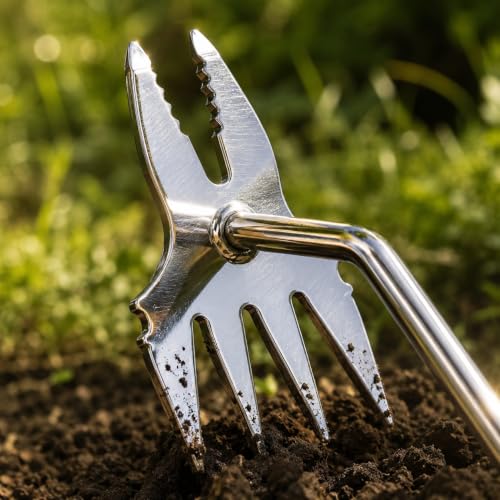2-in-1 Hand Weeder Puller, Heavy Duty Stainless Steel Garden Tool - color: green