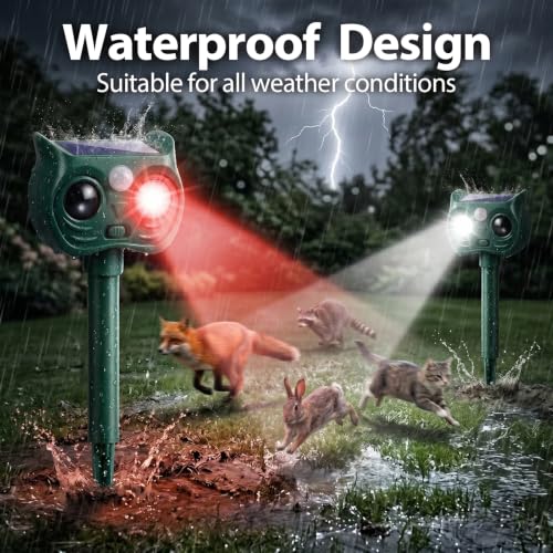Solar Deer Repellent Outdoor, Motion Activated Animal Repeller, 2 Pack