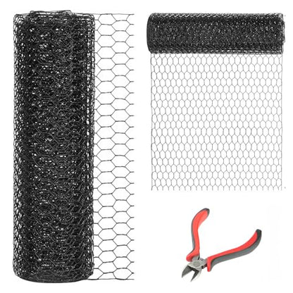 60'' x 150' Black Chicken Wire Mesh Fence, 20 Gauge Galvanized Poultry Netting and 1 inch Garden Mesh Fence Roll, Chicken Wire for Floral Arrangements/Crafts/Farm/Livestock/Pet Protection - size: 20 gauge 60'' x 150'