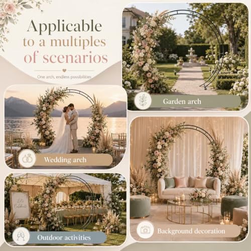 7 * 8FT Thickened Round Garden Arch Metal Trellis for Climbing Plants