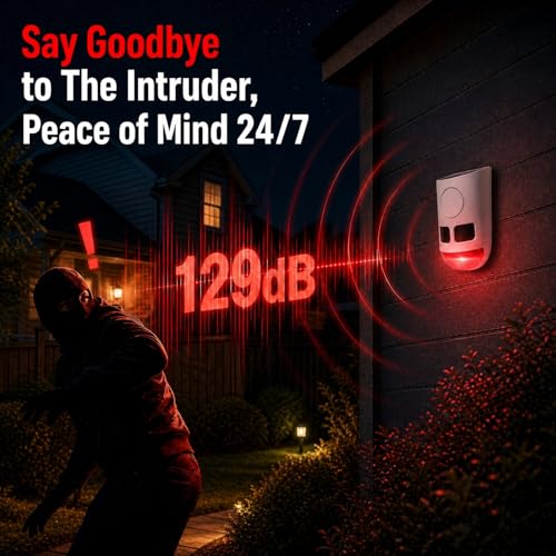 ChunHee Solar Motion Sensor Alarm Outdoor Dog Barking Alarm 4 Mode - color: White-6 PC