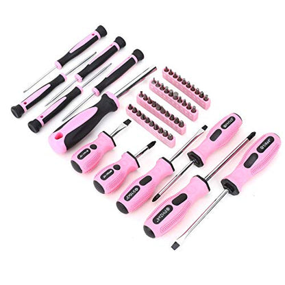 FASTPRO 220-Piece Pink Tool Set, Home Repairing Tool Kit for Women - color: Pink