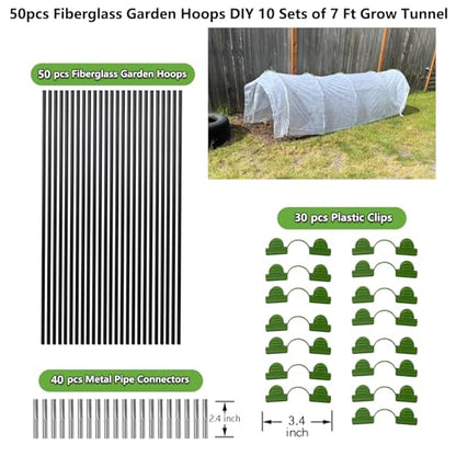Greenhouse Hoops Grow Tunnel, 10 Sets 7FT Garden Hoops