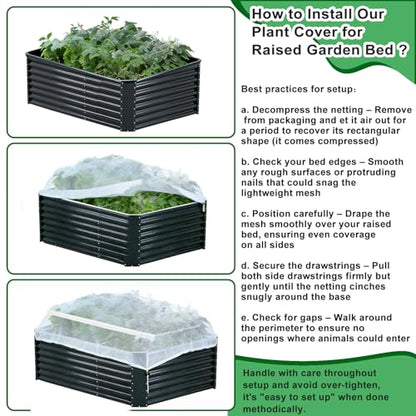 2 Pack Garden Netting for Raised Beds, Fine Mesh Bird Netting Barrier Screen with Zipper Drawstring Garden Bed Plant Cover for Protect Vegetable Fruits Crop from Animals Pest Insect, 2.3×2.3×2Ft - size: 2.3×2.3×2Ft-2 pcs