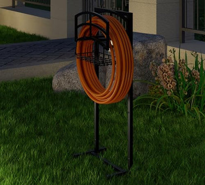 Fire Beauty Heavy-Duty Portable Garden Hose Holder with Storage Basket,120+ lbs Capacity, Holds 180ft 1/2" Hose,Dual Support Rods & Rustproof Screws,Modern Geometric Design - style: Geometric Design